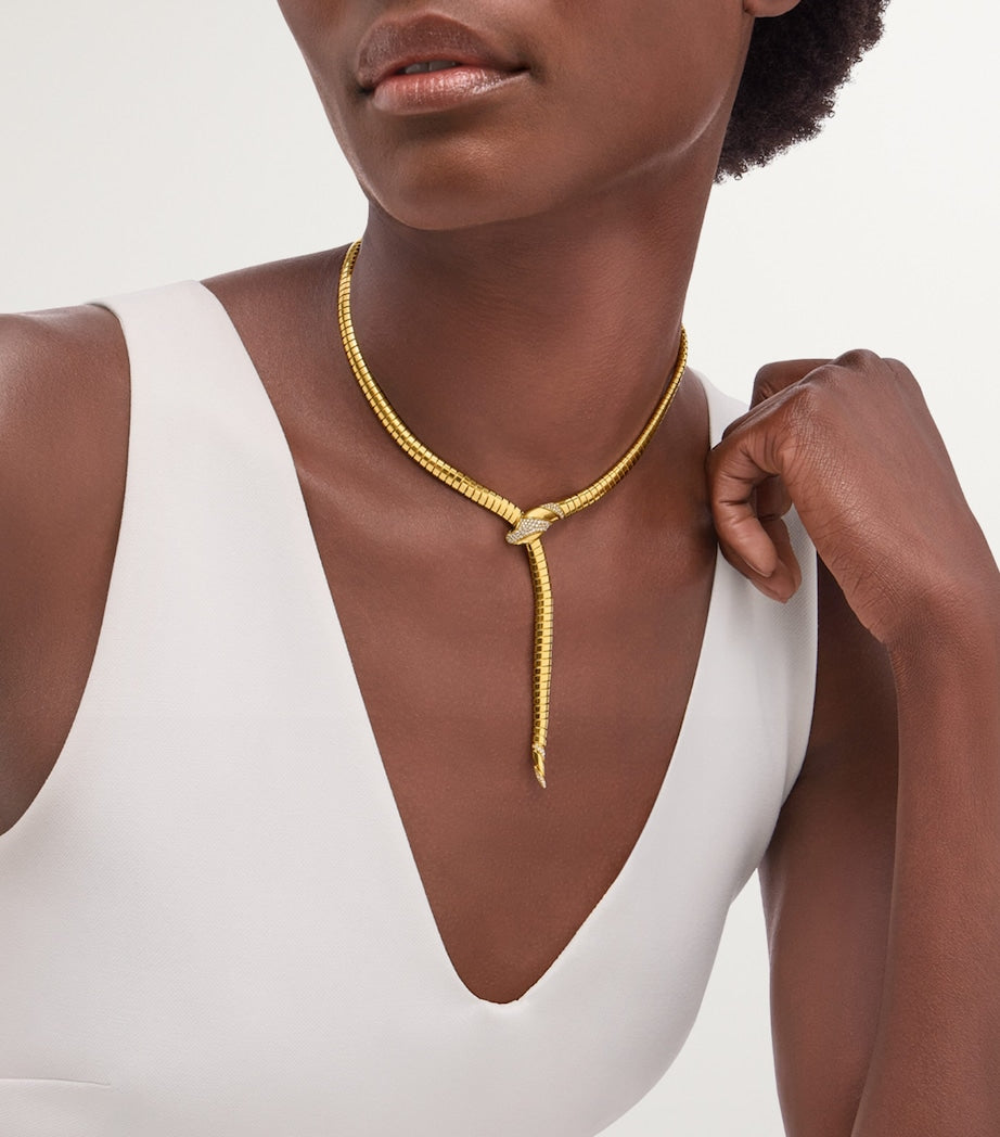 Bvlgari Serpenti tubogas necklace yellow gold diamonds, UK version