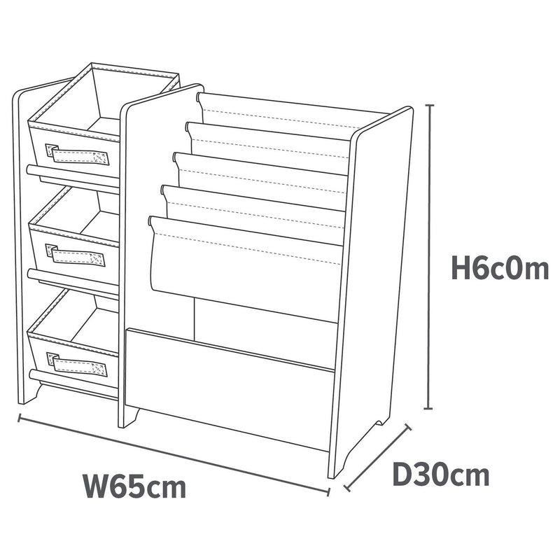 Liberty House white book sling storage unit with canvas pockets - British product