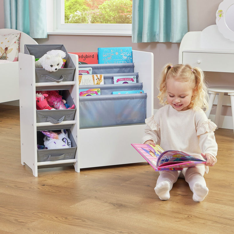 Liberty House white book sling storage unit with canvas pockets - British product