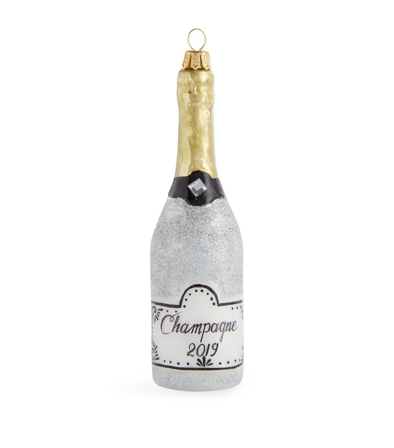 Glitrende champagneflaske juletrepynt