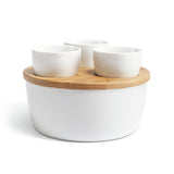 Sebastian Conran chip and dip set porcelain bowl beech lid (British brand)