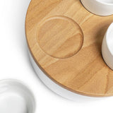 Sebastian Conran chip and dip set porcelain bowl beech lid (British brand)