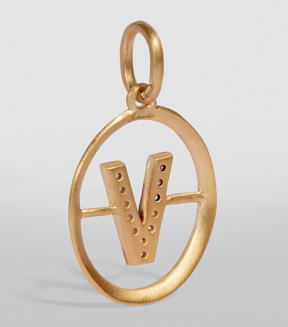 Annoushka yellow gold and diamond initial V pendant - British product