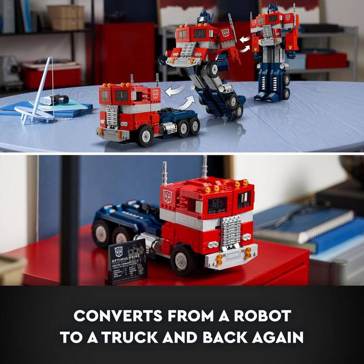 LEGO Icons Optimus Prime robot model set, UK version