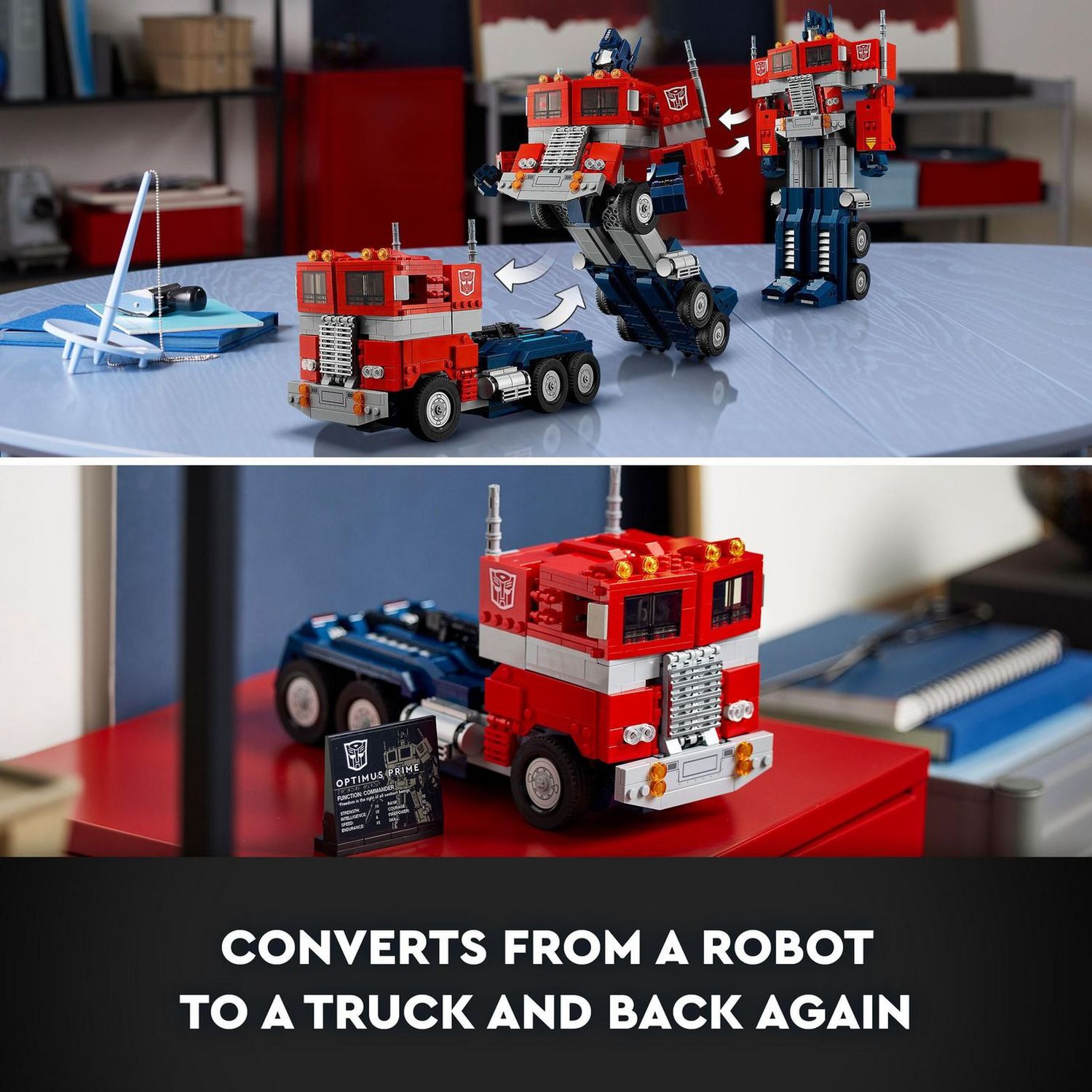 LEGO Icons Optimus Prime robot model set, UK version