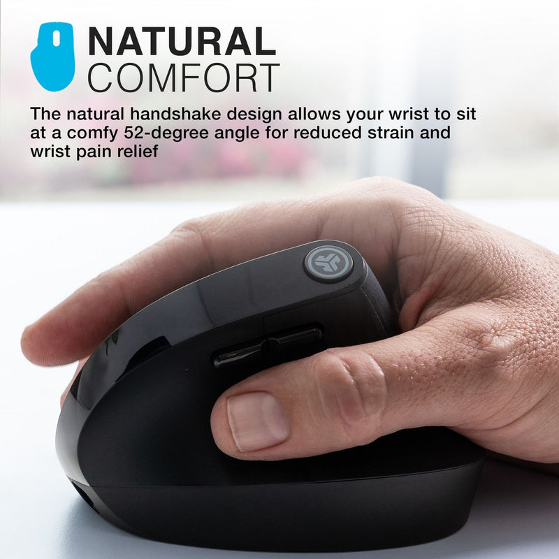 JLab JBuds ergonomic wireless mouse in black (British brand)
