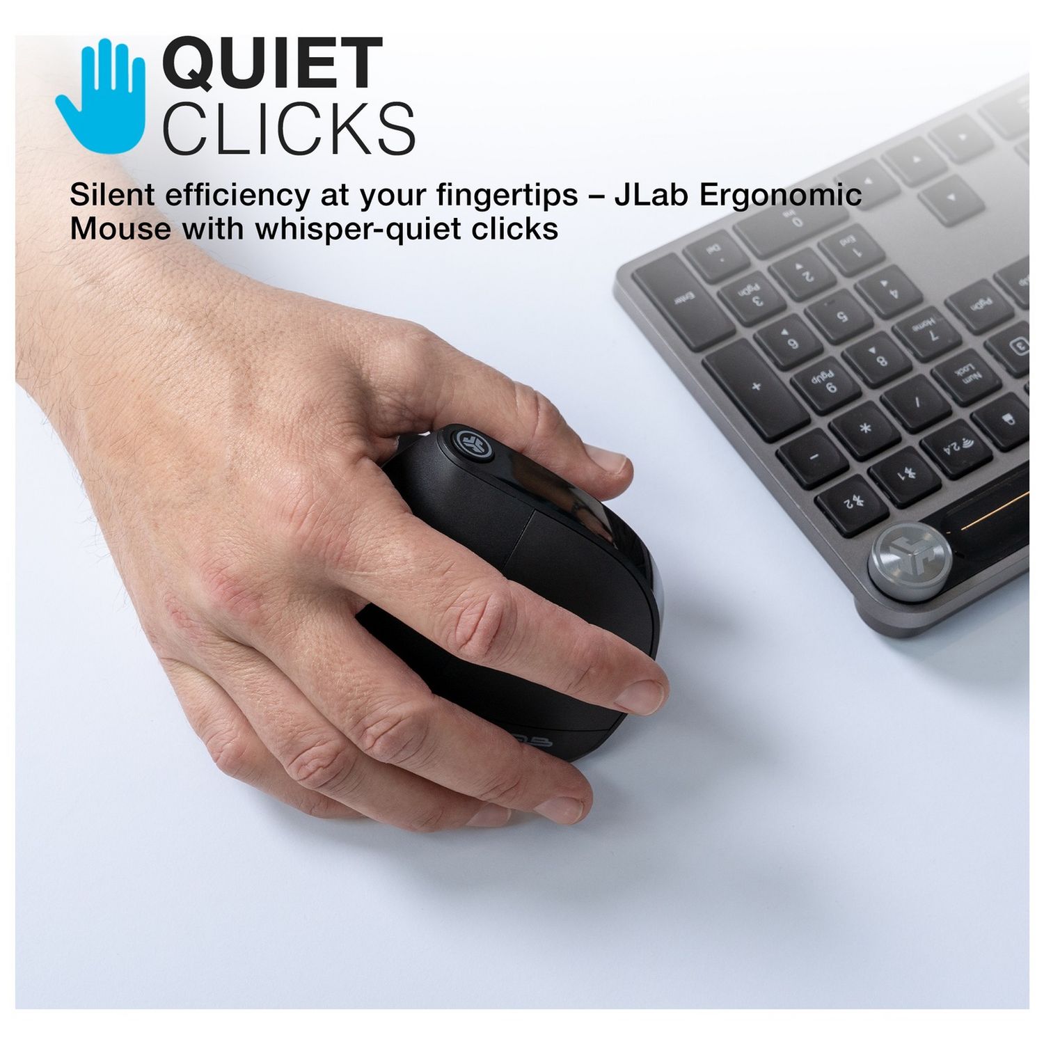 JLab JBuds ergonomic wireless mouse in black (British brand)