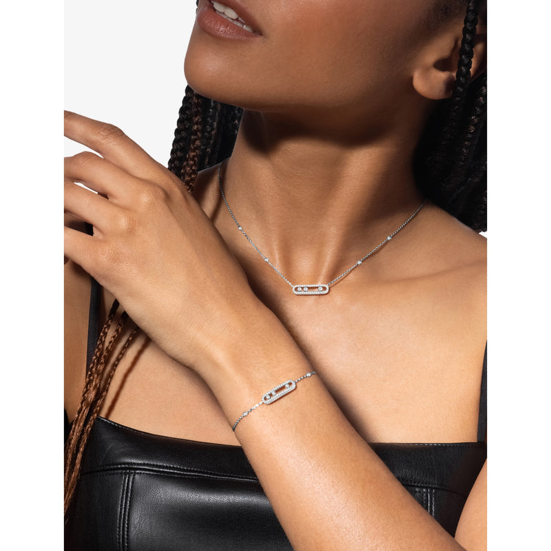 Messika Baby Move Pavé 18ct white gold necklace 42cm, UK version