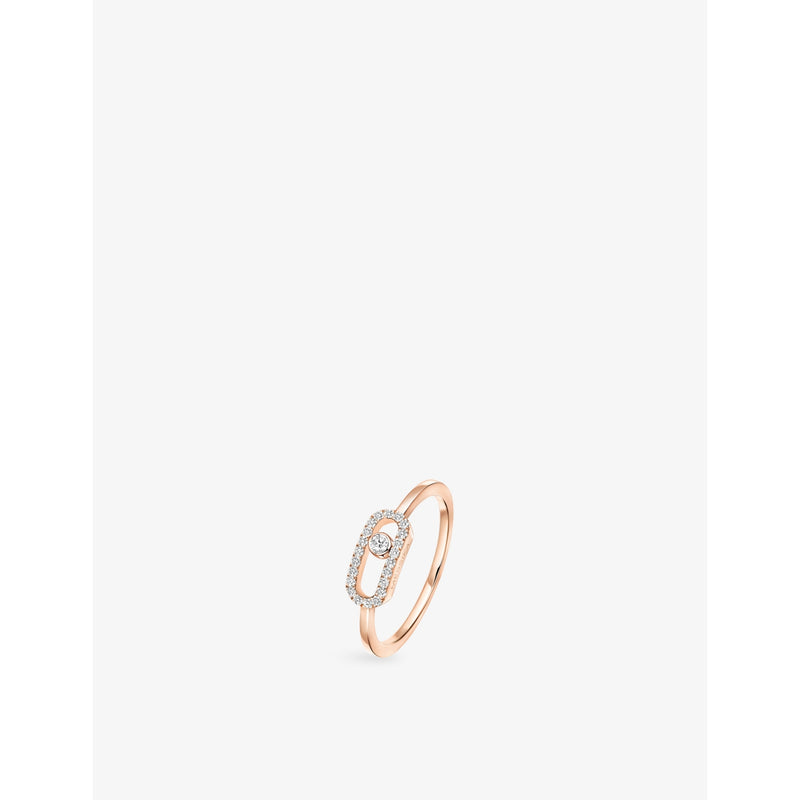 Move Uno 18ct rose-gold and 0.09ct brilliant-cut diamond ring - M