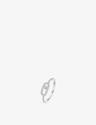 Messika Move Uno 18ct white gold diamond ring 0.09ct, UK version