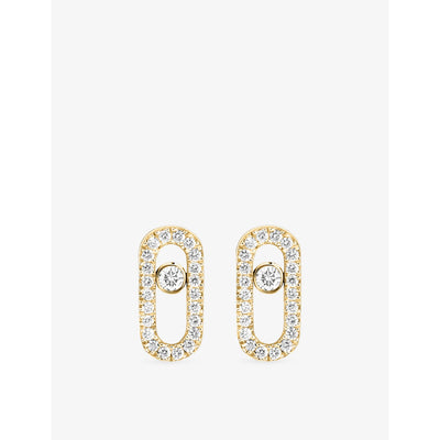 selfridges Messika Move Uno 18ct Yellow-Gold Diamond-Set Stud Earrings- Buy online at McGrocer