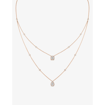 selfridges Messika My Twin 18ct Rose-Gold and Diamond Necklace- Buy online at McGrocer