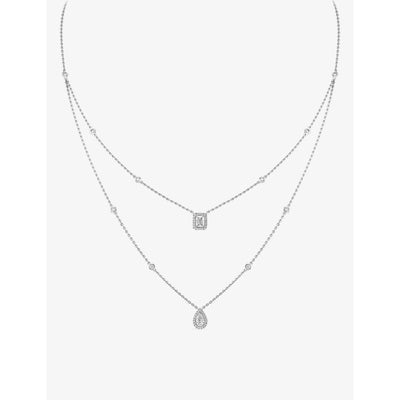 selfridges Messika My Twin 18ct White Gold Diamond Necklace 0.72ct- Buy online at McGrocer