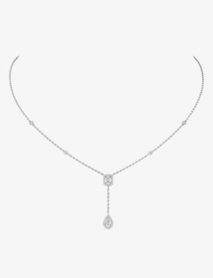 Messika white gold diamond tie necklace 0.35ct, imported from the UK