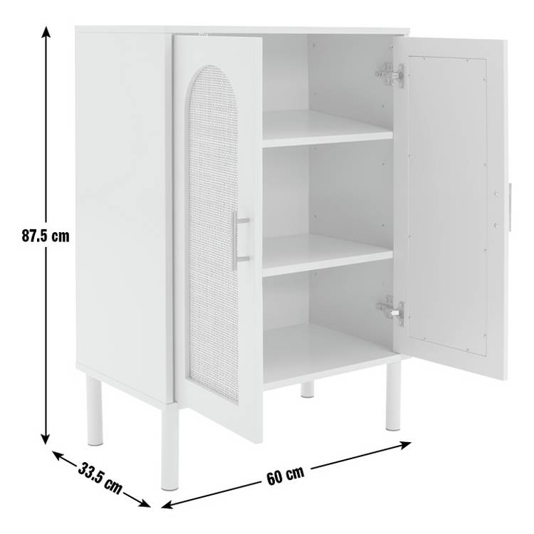 Habitat grey shoe storage cabinet 2-door with cane detailing - British product