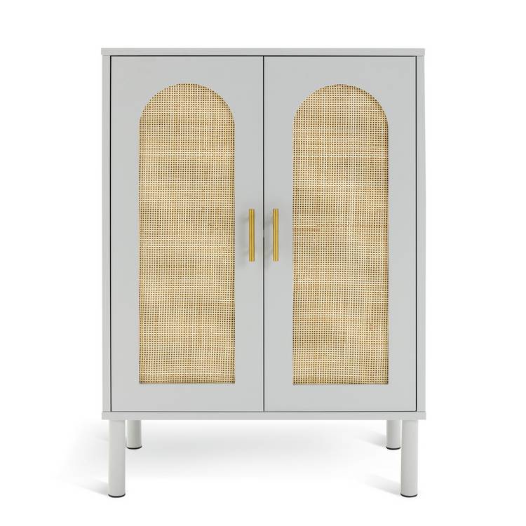 Habitat grey shoe storage cabinet 2-door with cane detailing - British product