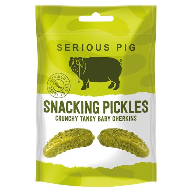 Serious Pig Snacking Pickles Crunchy Tangy Baby Gherkins   40g