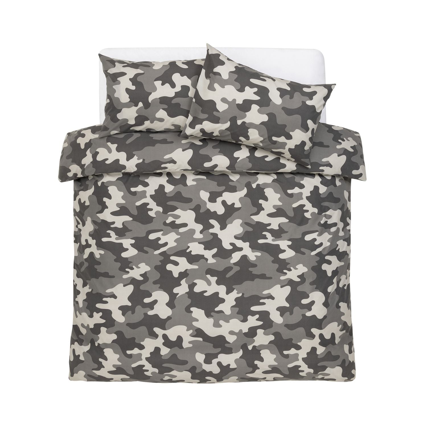 Argos Home Camo Grey Kids Bedding Set - Double