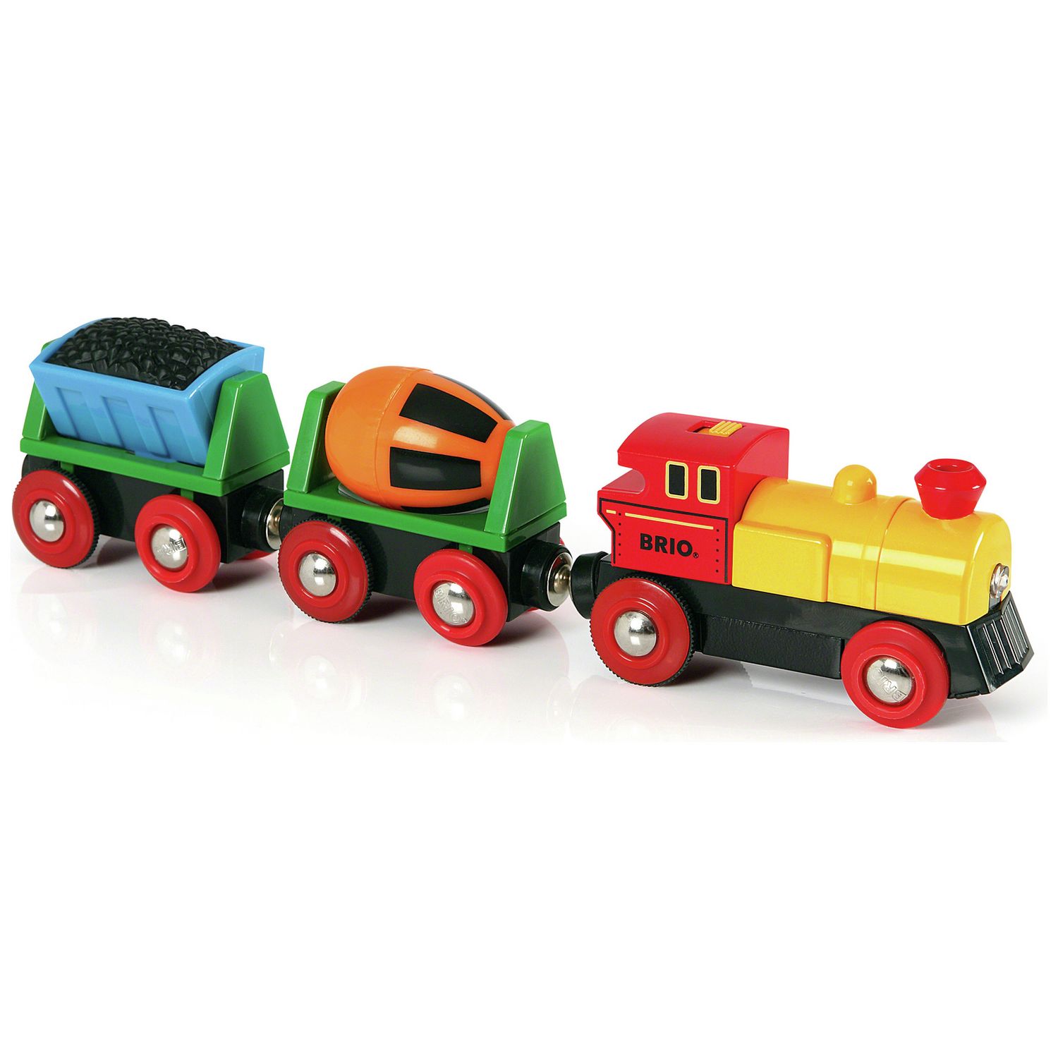 Brio battery action train with headlight and cement mixer (British brand)