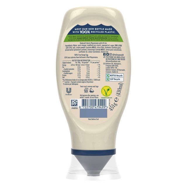 Hellmann's Lighter than Light Squeezy Mayonnaise    430ml GOODS M&S   