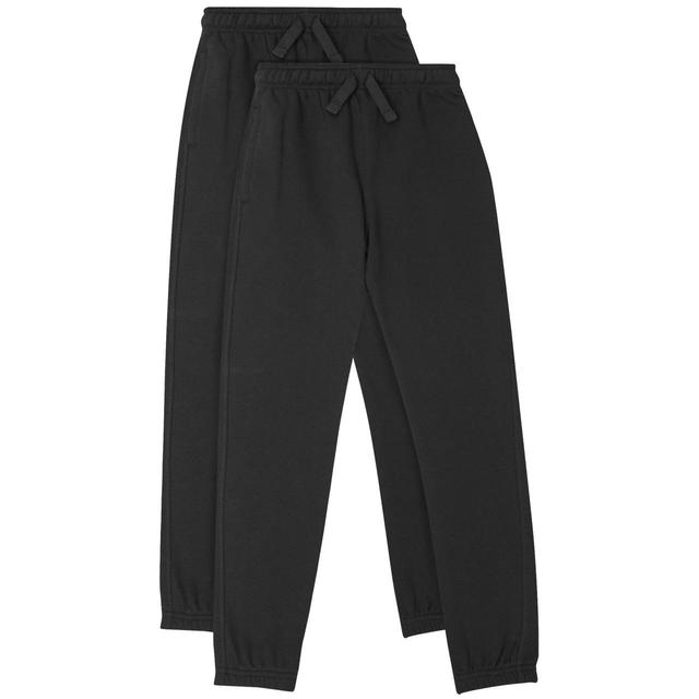 M&S 2pk Regular Fit Joggers 4-14 Years Black GOODS M&S   