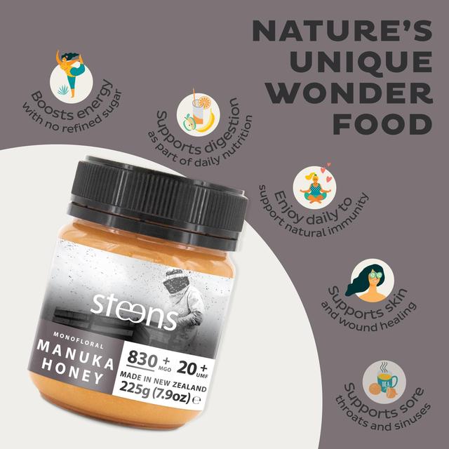 Steens MGO 830 UMF20 Manuka Honey   225g GOODS M&S   