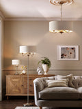 Burford brushed nickel three-light table lamp 48cm, UK version