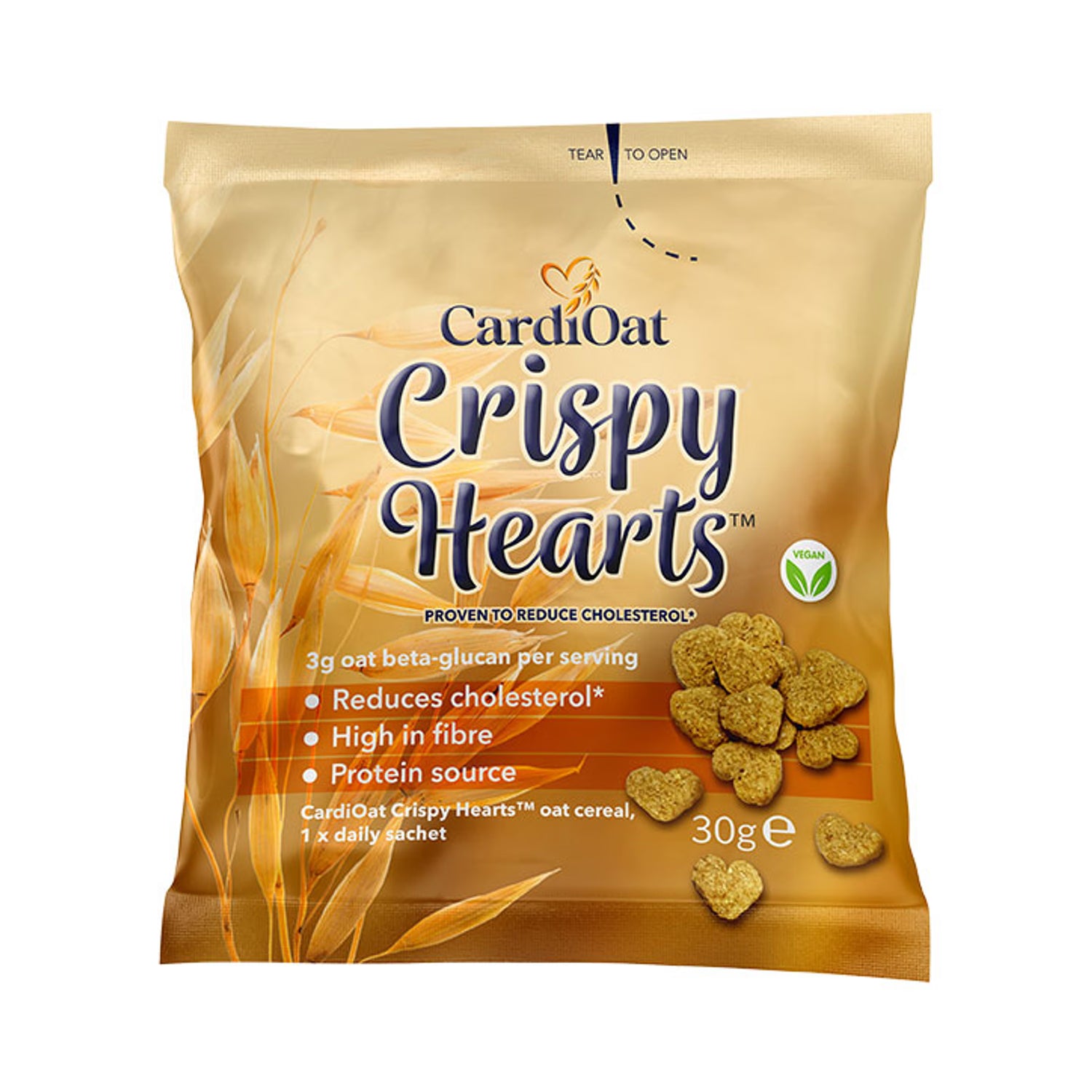 CardiOat Crispy Hearts oat cereal 7 sachets, imported from the UK