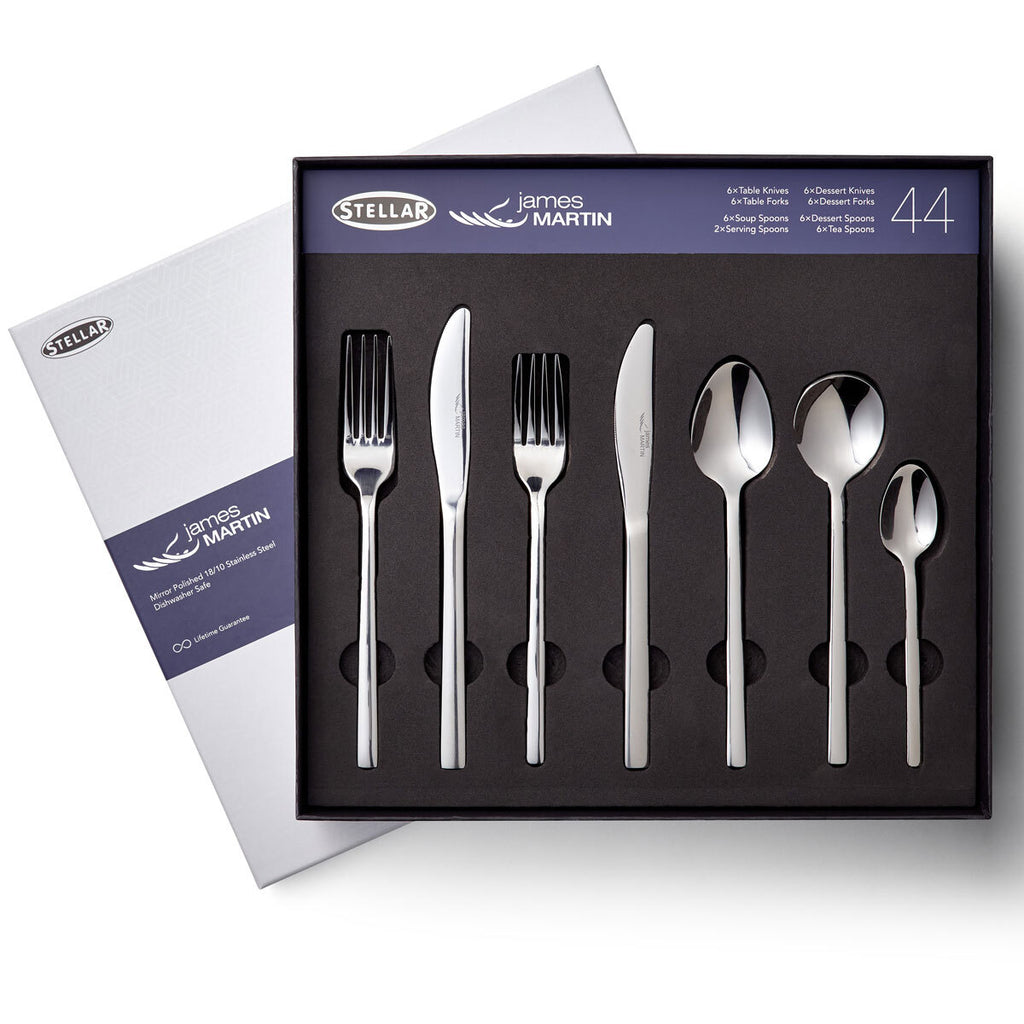 Stellar James Martin Stainless Steel Cutlery Set, 44 Piece