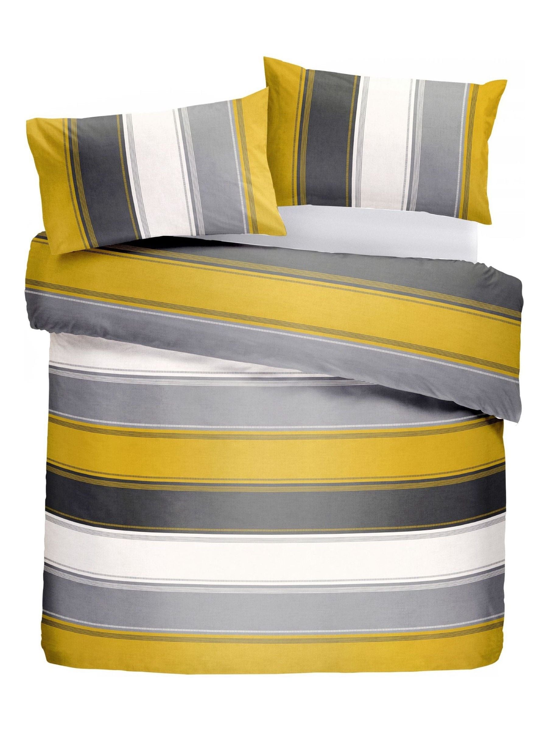 Ochre yellow Betley duvet cover and pillowcase set - British product
