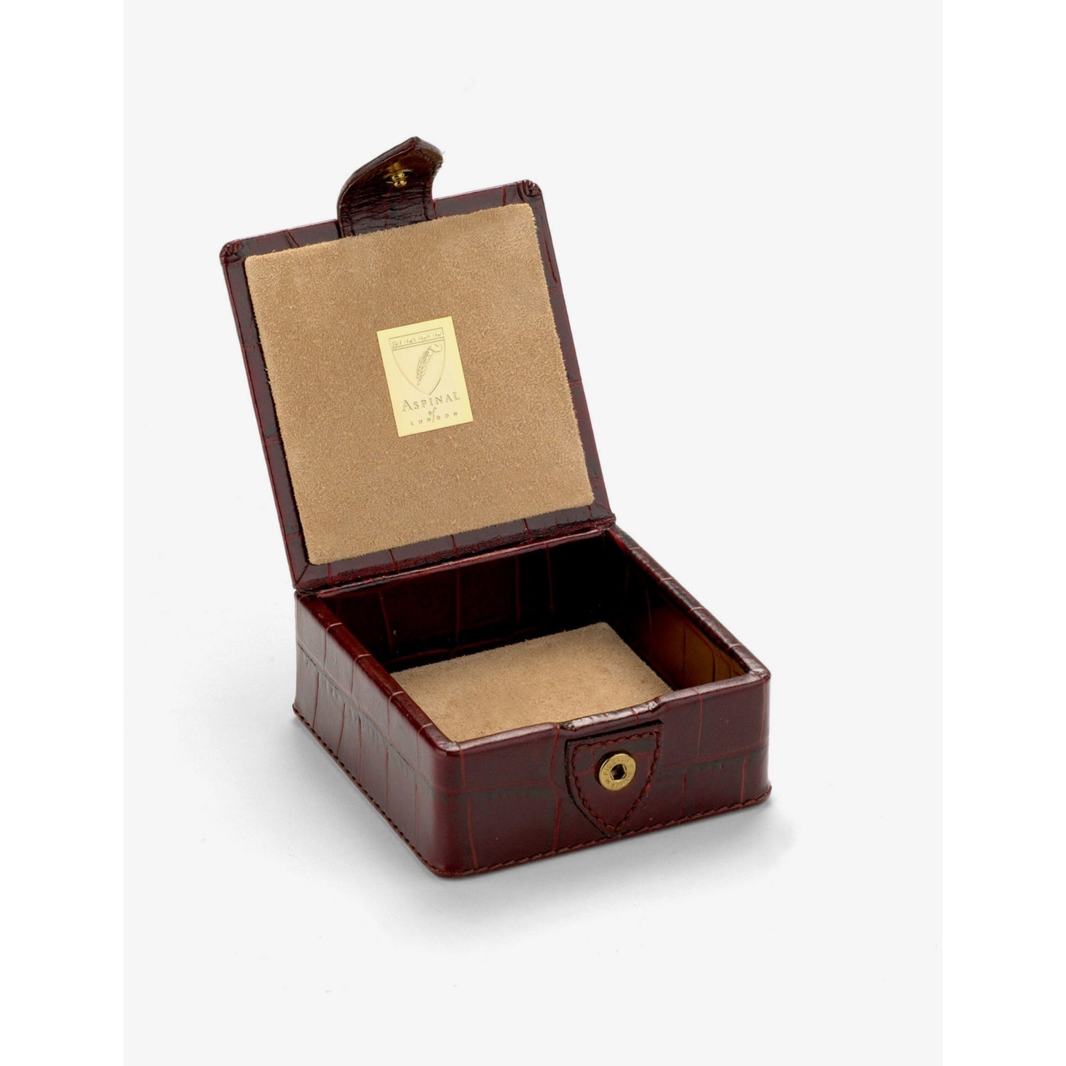 Aspinal of London croc-embossed leather stud box, imported from the UK