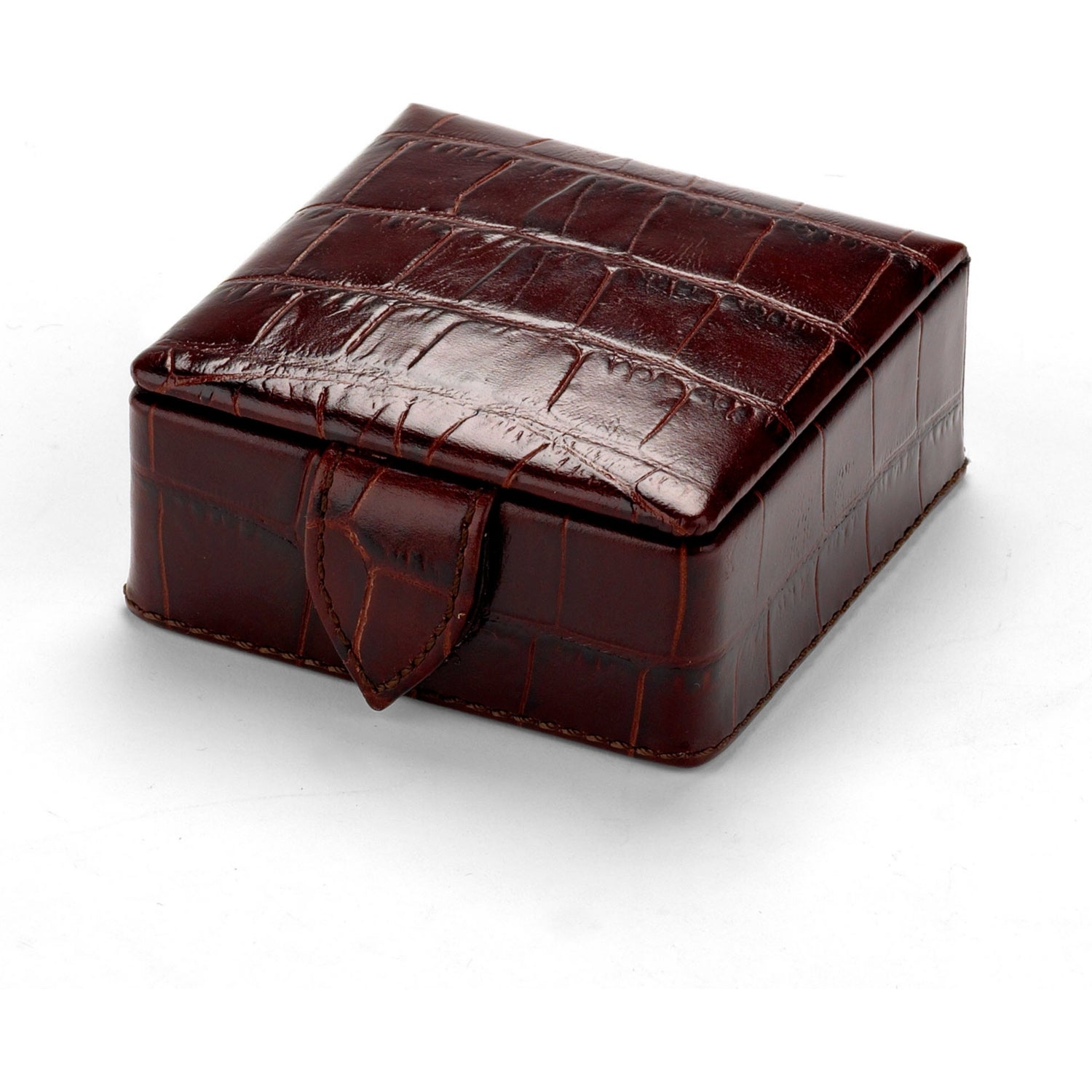 Aspinal of London croc-embossed leather stud box, imported from the UK