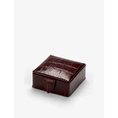 selfridges Aspinal of London Croc-embossed Leather Stud Box- Buy online at McGrocer