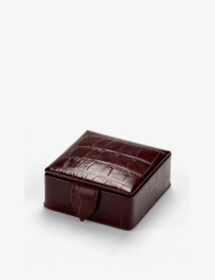 Aspinal of London croc-embossed leather stud box, imported from the UK