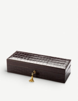 Aspinal of London croc-embossed leather watch box for five watches - British product