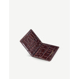 Aspinal of London croc-embossed leather card holder in brown - British product