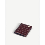 Aspinal of London croc-embossed leather card holder in brown - British product