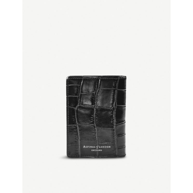 Aspinal of London croc-embossed leather card holder, six slots - British product