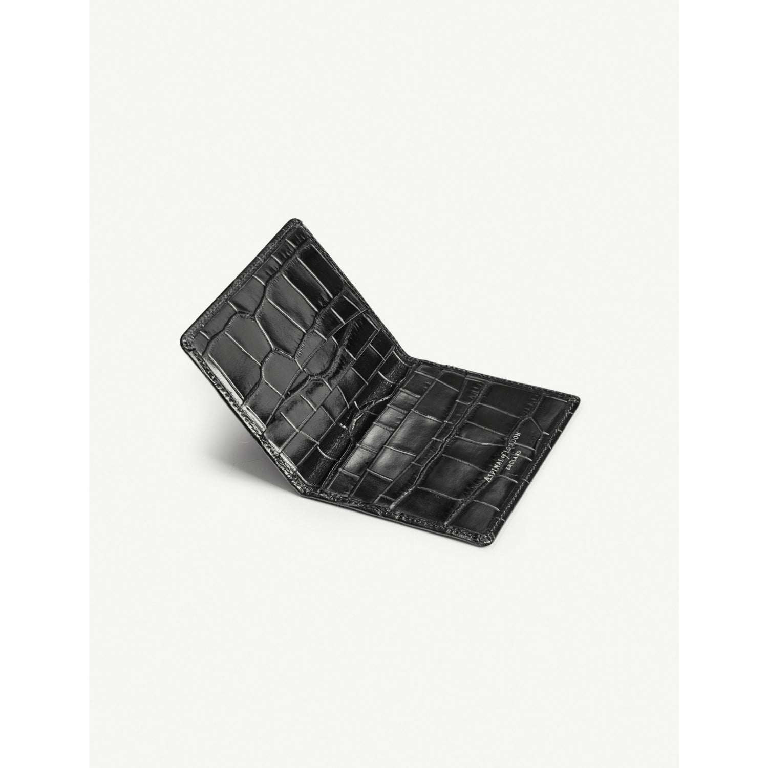 Aspinal of London croc-embossed leather card holder, six slots - British product
