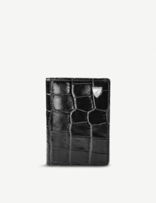 Aspinal of London croc-embossed leather card holder, six slots - British product