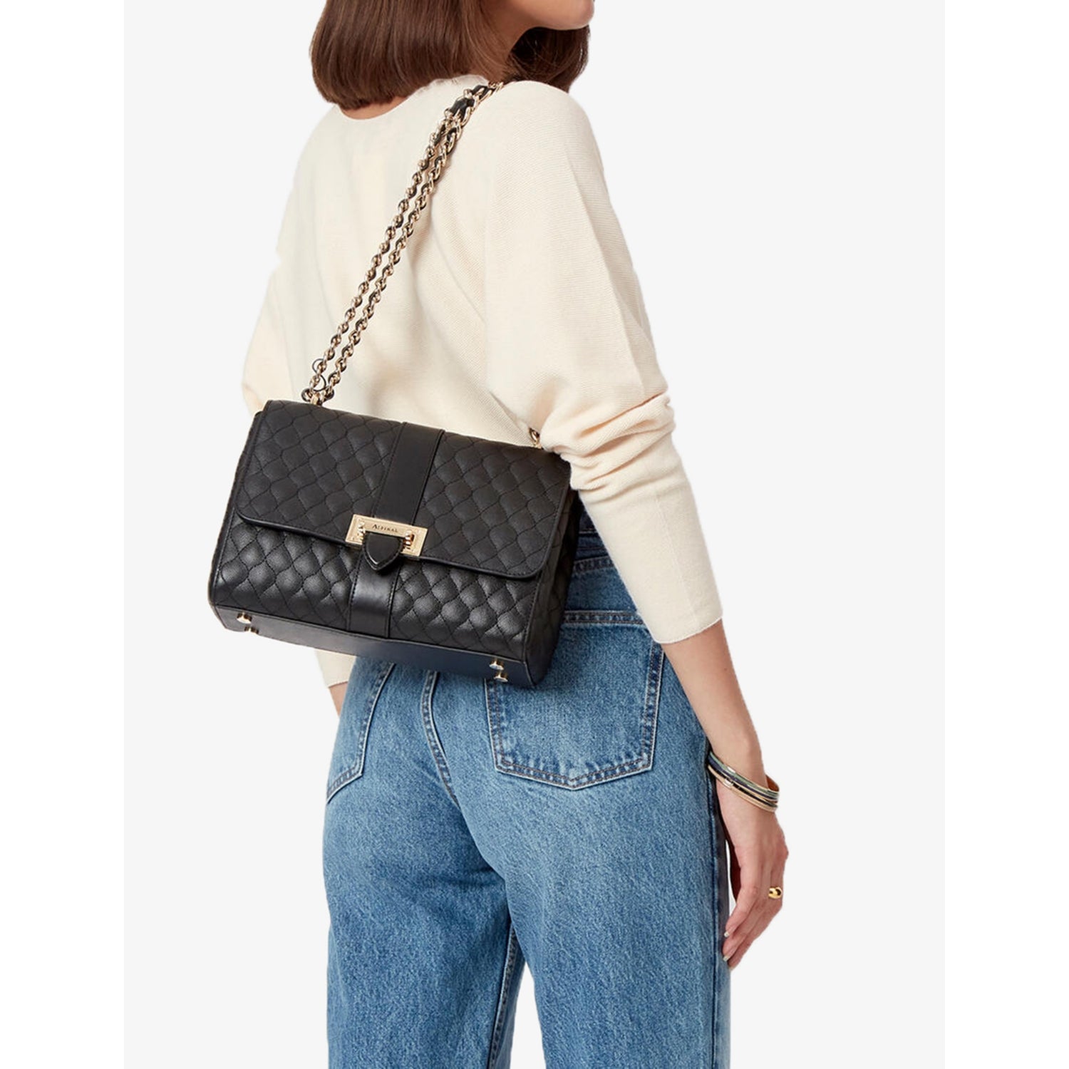 Aspinal of London Lottie large quilted leather shoulder bag - British product