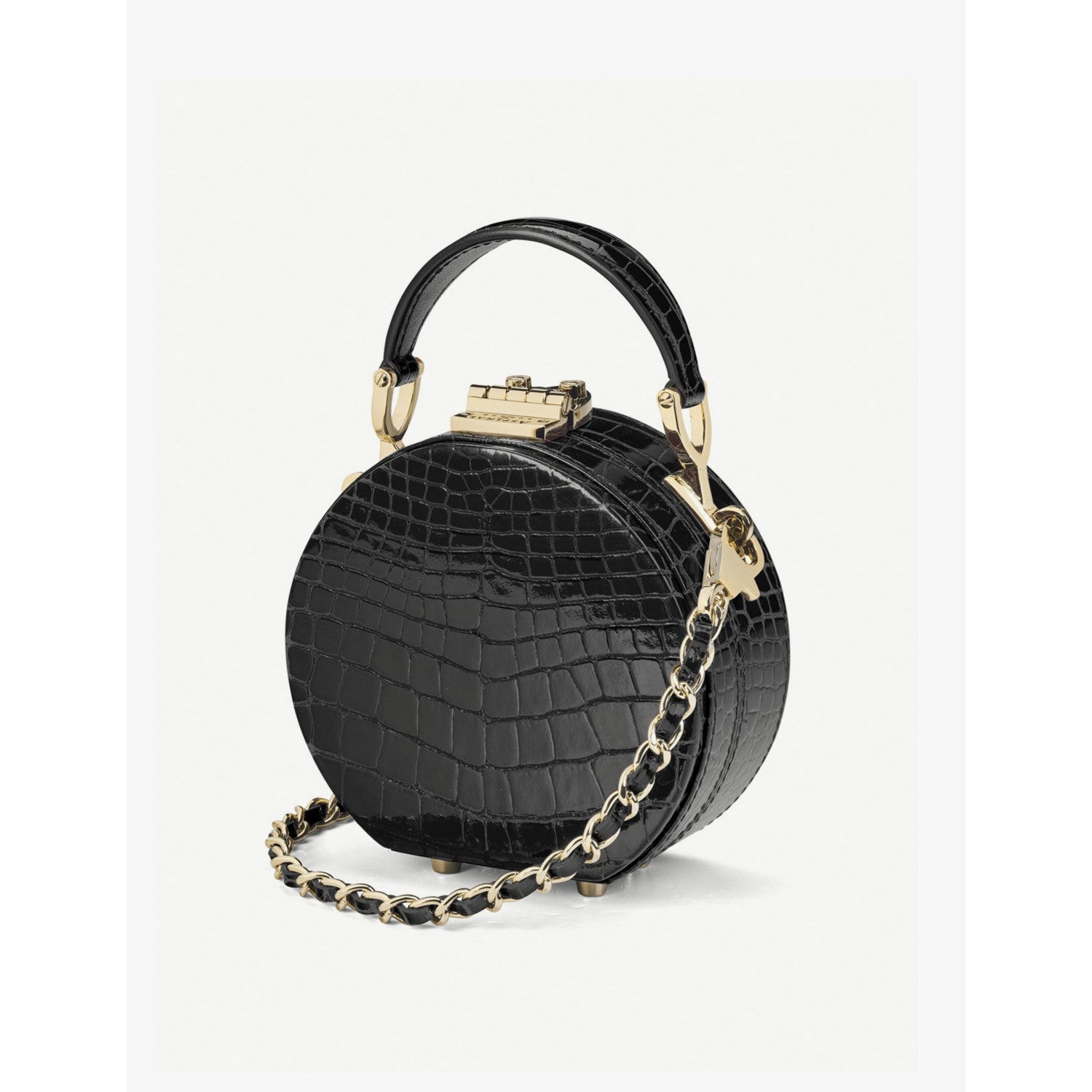 Aspinal of London Hat Box mini croc-embossed leather cross-body bag - British product