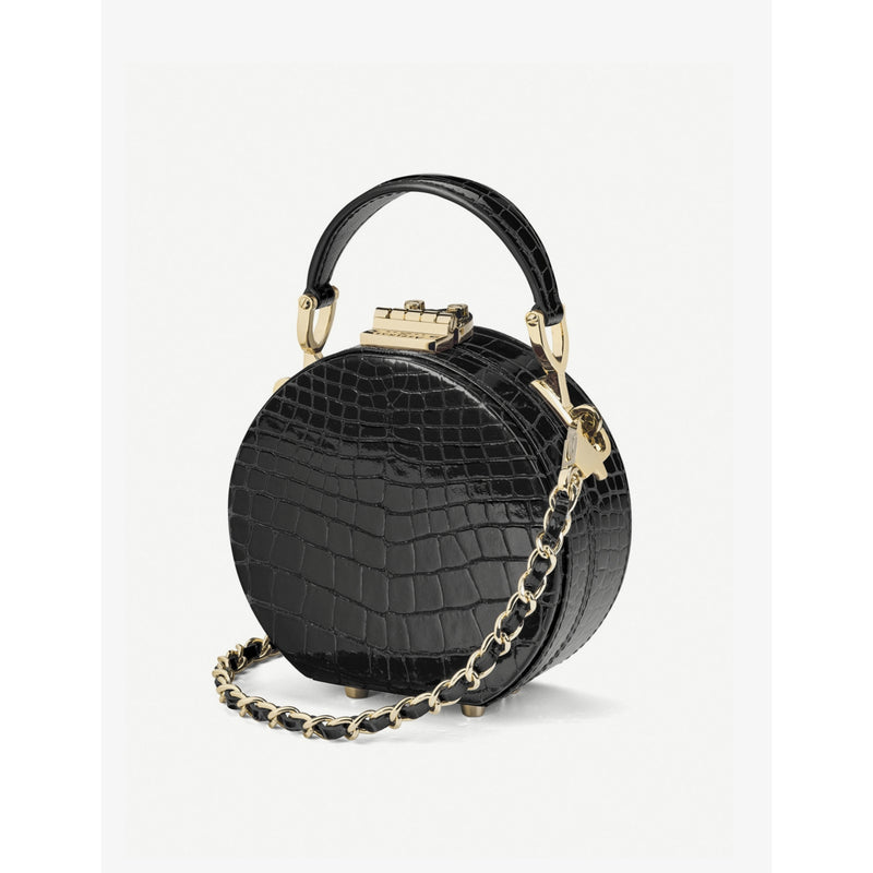 Aspinal of London Hat Box mini croc-embossed leather cross-body bag - British product