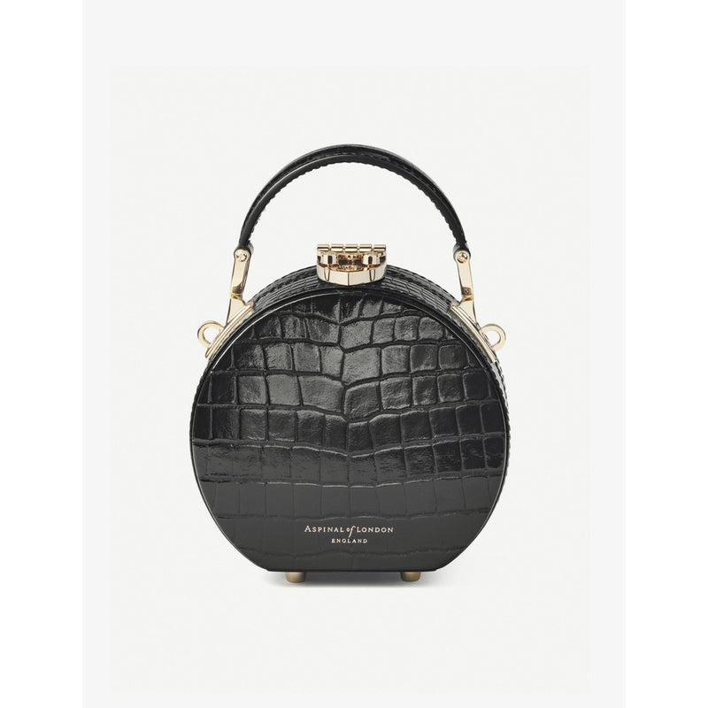 Aspinal of London Hat Box mini croc-embossed leather cross-body bag - British product