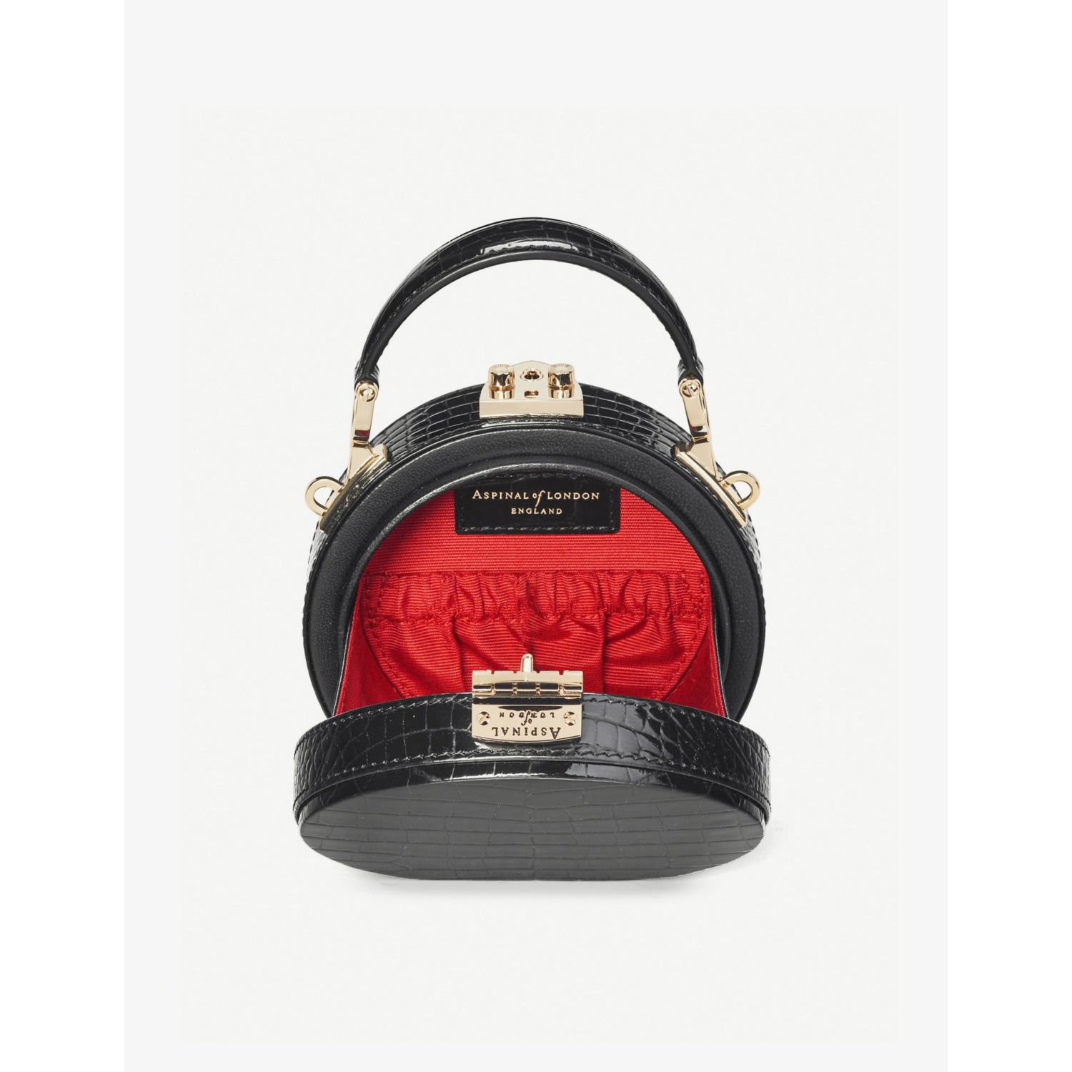 Aspinal of London Hat Box mini croc-embossed leather cross-body bag - British product