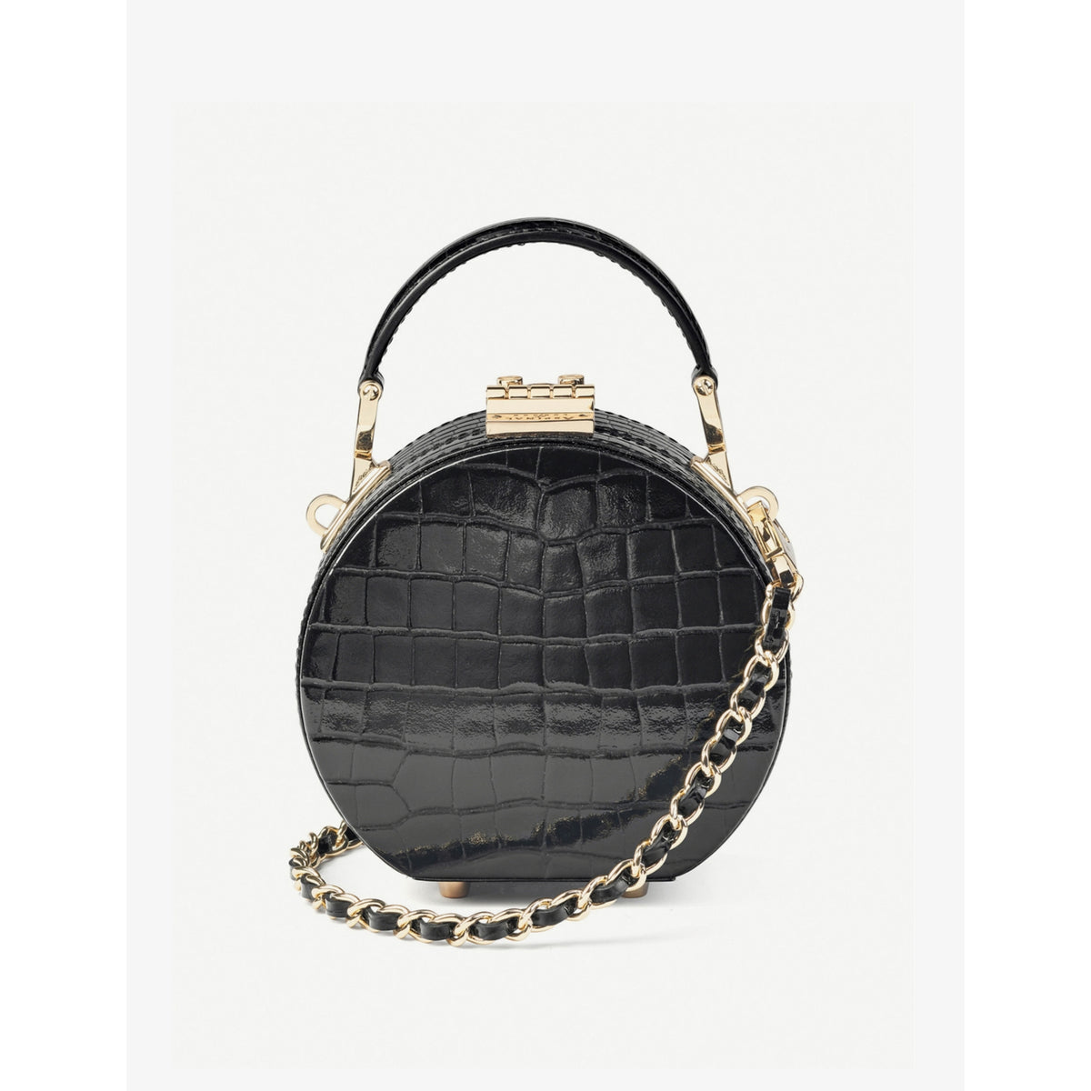 Aspinal of London Hat Box mini croc-embossed leather cross-body bag - British product