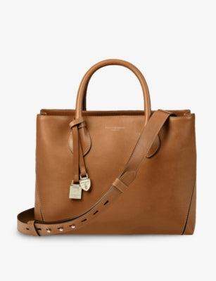 Aspinal of London midi leather tote bag - British product