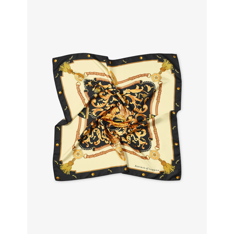 Aspinal of London graphic-print silk scarf 90cm (British brand)
