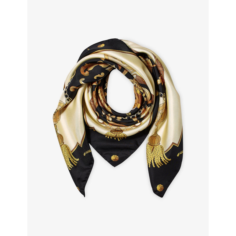 Aspinal of London graphic-print silk scarf 90cm (British brand)