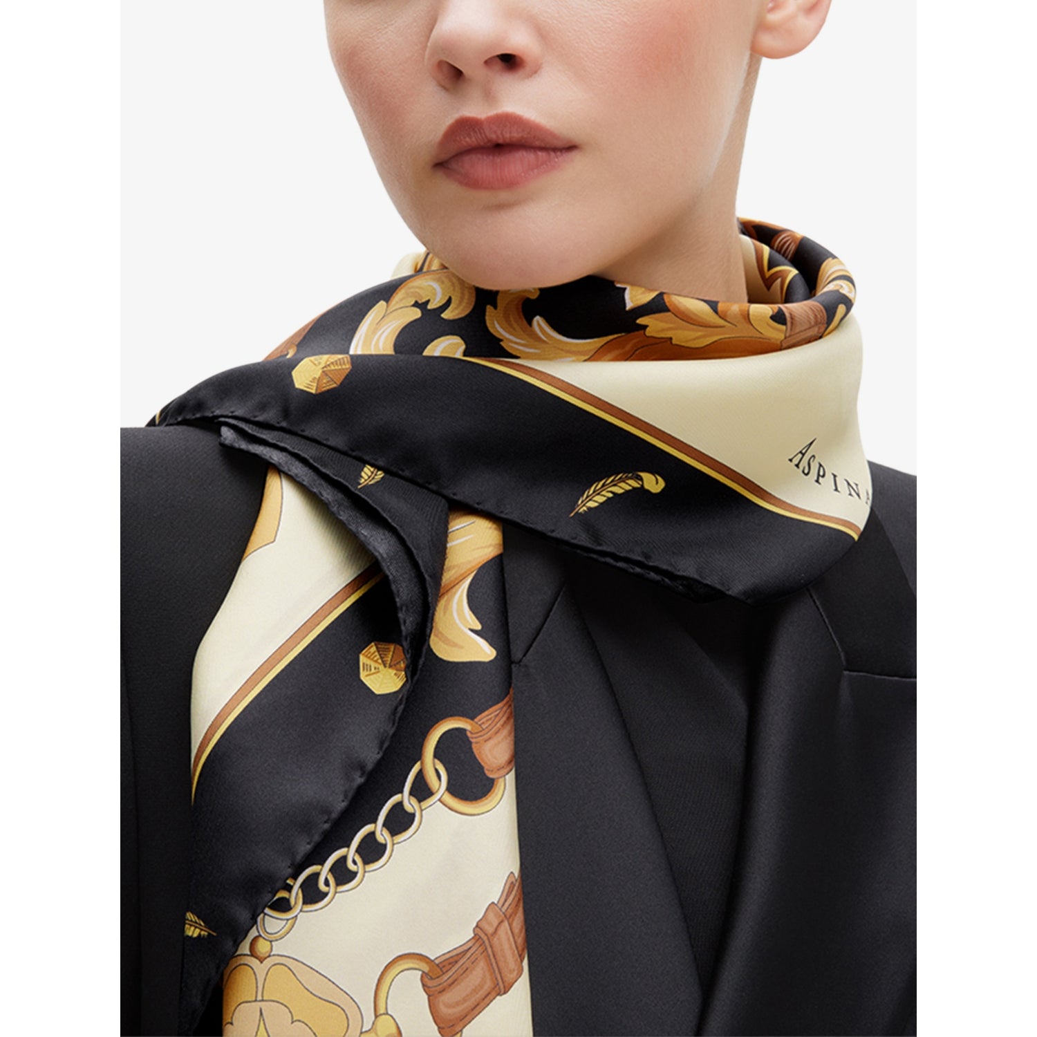 Aspinal of London graphic-print silk scarf 90cm (British brand)